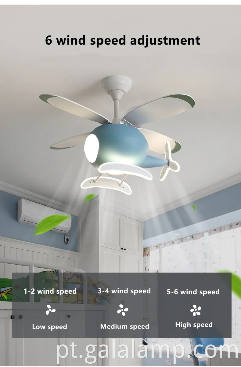 Luz de ventilador de teto de aeronaves elegantes para crianças 'quartos